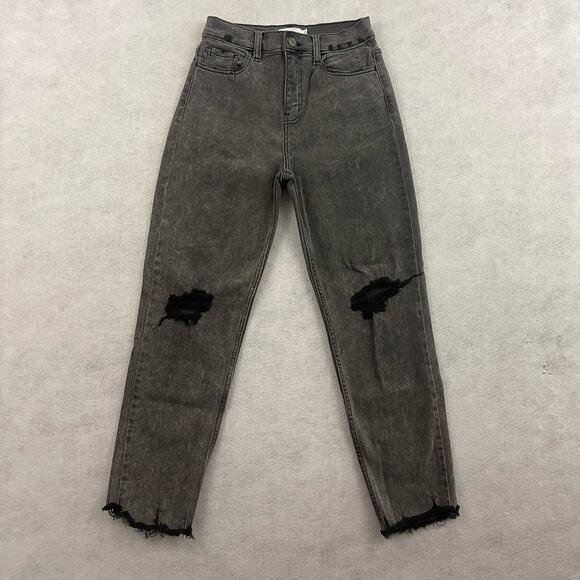 Cello Jeans Womens Size 5 Gray High Rise Straight Leg Distressed Raw Hem Denim - Picture 4 of 13